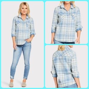 Sanctuary Plaid Work Long Sleeves Shirt blue